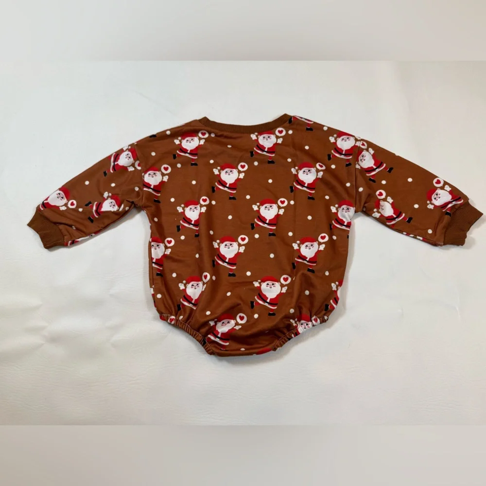 Baby unisex Christmas Romper Snowman Santa Print 6-12 mon (bin K)